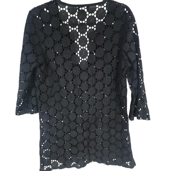 Jordan Taylor Eyelit Lace Tunic Dress Swimsuit Cover Large Boho Goth USA - Picture 9 of 9